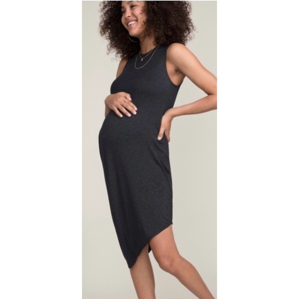 Hatch Highline Asymmetrical Maternity Tank Dress Women 0 Charcoal Athleisure